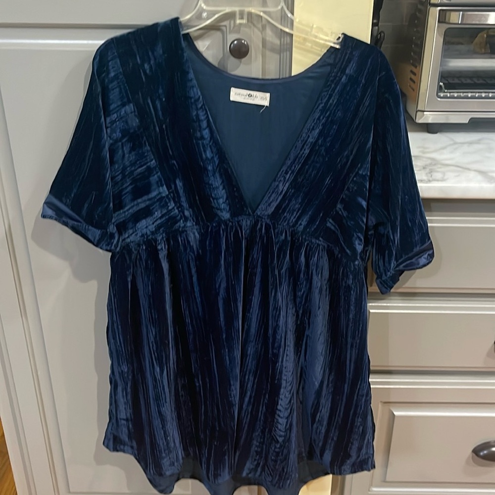 Natural Life Crushed Velvet Dress in blue